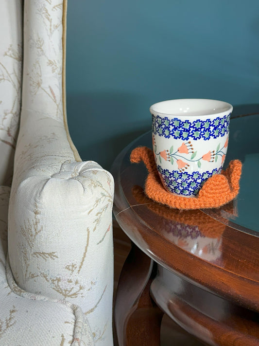 Crocheted Cat Coaster with Ears and Tail